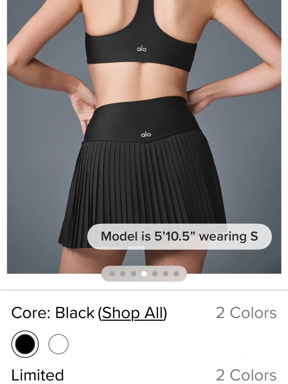 ALO Yoga Black Pleated Mini Skirt